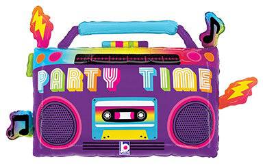 28" Party Time Boom Box (PKG) Foil Balloon