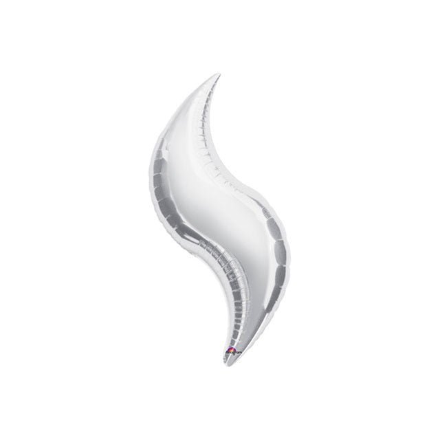 28" SILVER CURVE Foil Balloon - Package of 3 Air Fill - Valved