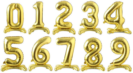 28" Standing Number Balloon - Gold