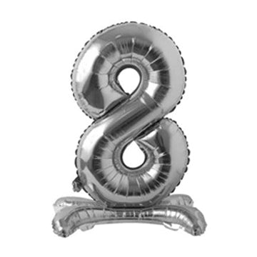 28" Standing Number Balloon - Silver