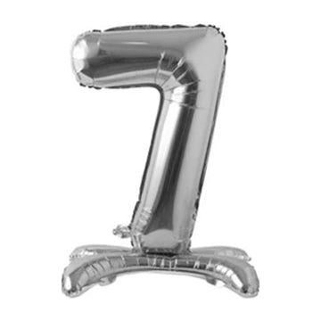 28" Standing Number Balloon - Silver