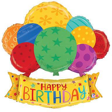 29" Birthday Balloons Banner - Foil Balloon (PKG)