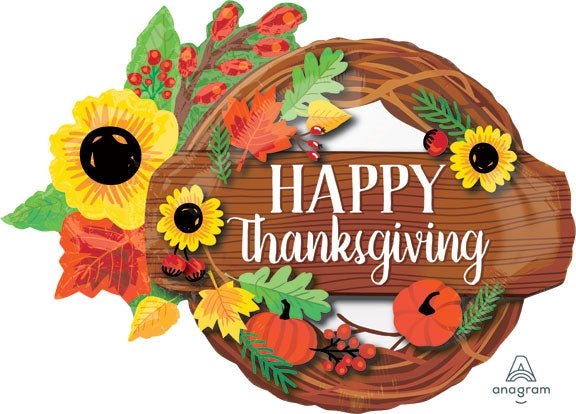 32" THANKSGIVING Wreath SuperShape Foil Balloon (PKG)