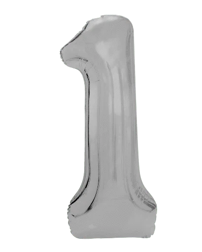 34" Balloon Numbers - Matte Silver
