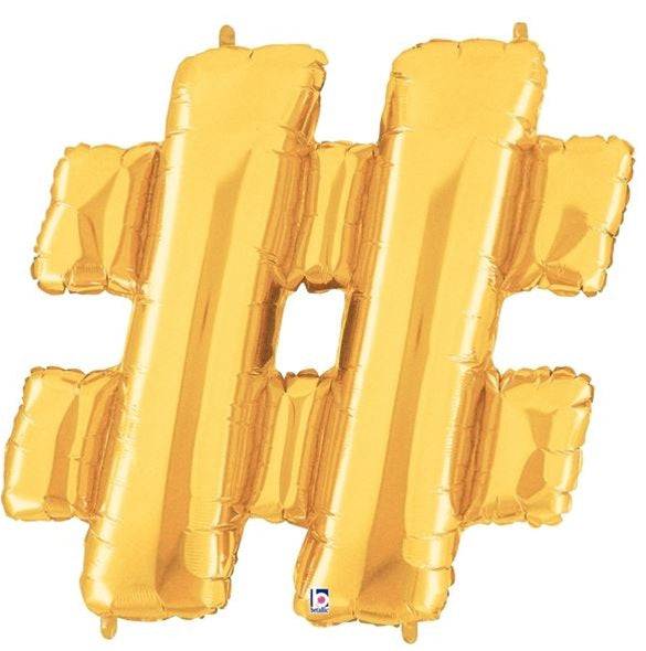 34" Megaloon Hashtag - Gold