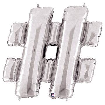 34" Megaloon Hashtag Symbol - Silver