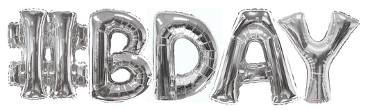 34" Silver #BDAY Phrase - Conver USA