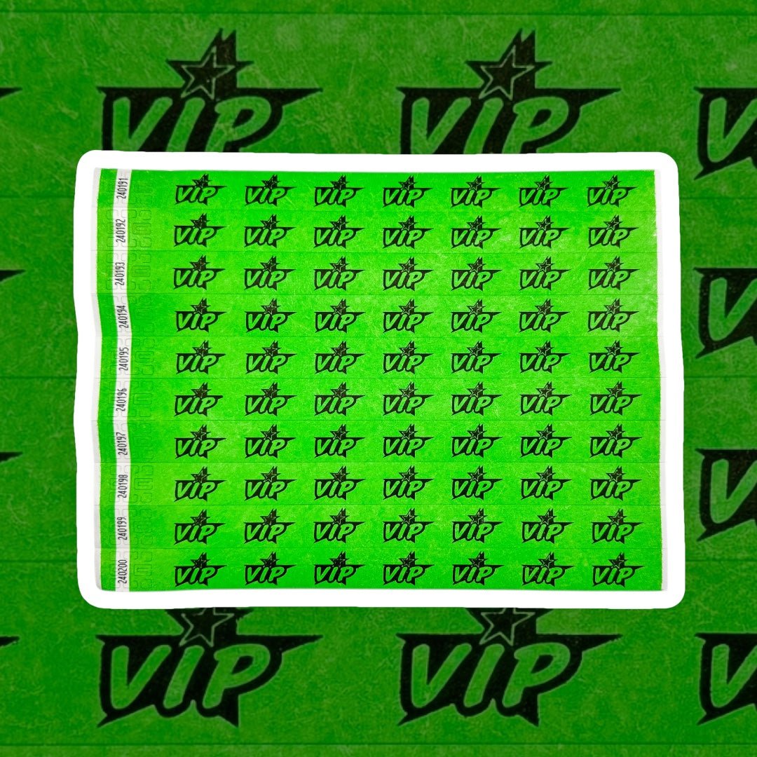 3/4" Tyvek Wristband - Green "VIP" (100ct) - Mayflower