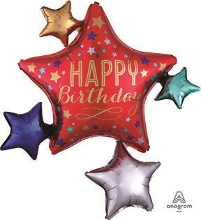 35" Birthday Satin Star Cluster