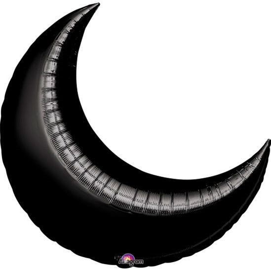 35" BLACK CRESCENT Foil Balloon - Package of 3