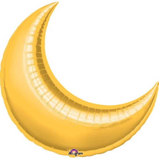 35" Gold Crescent Foil Balloon - 3pk