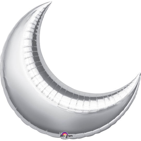 35" SILVER CRESCENT Foil Balloon - Package of 3