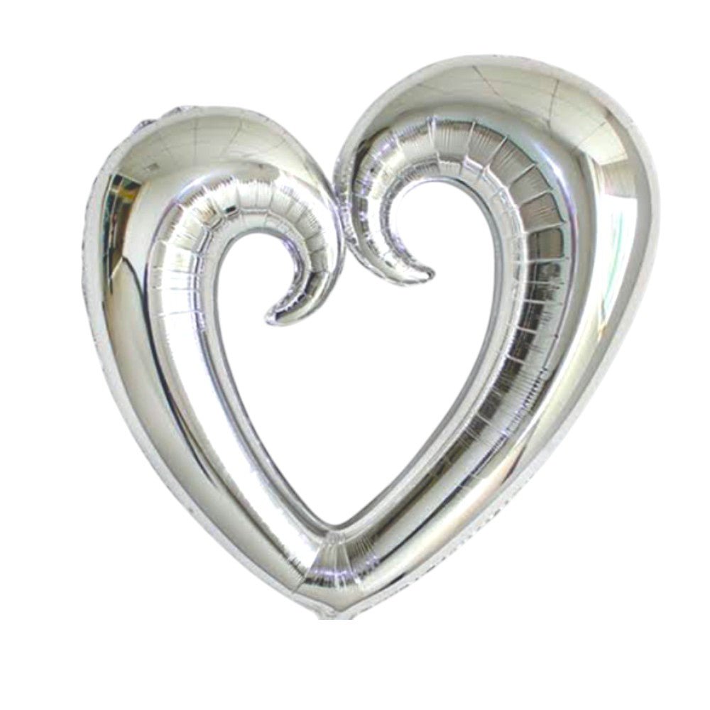 36" Hollow Hook Heart - Silver (3ct)