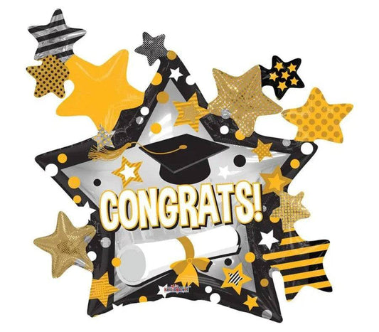 36"Grad Multi Stars Balloon (5 - Pack) - ConverUSA