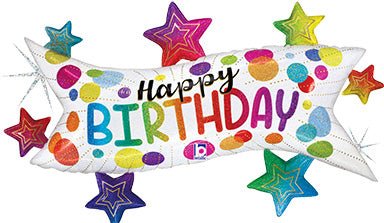 37" Birthday Banner Stars Holographic