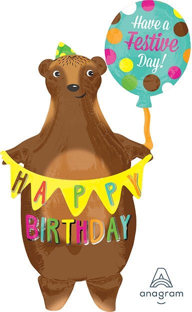 38" Birthday Bear with Banner