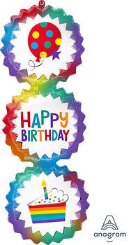 38" Happy Birthday Ombre Triple Balloon