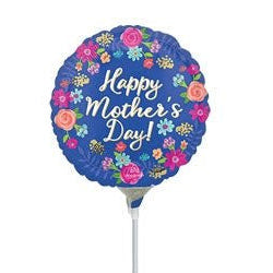 4" Happy Mothers Day Circled Floral - Foil Balloon - Pack of 100
