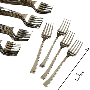 4" Mini Dessert Forks - Silver (36ct)