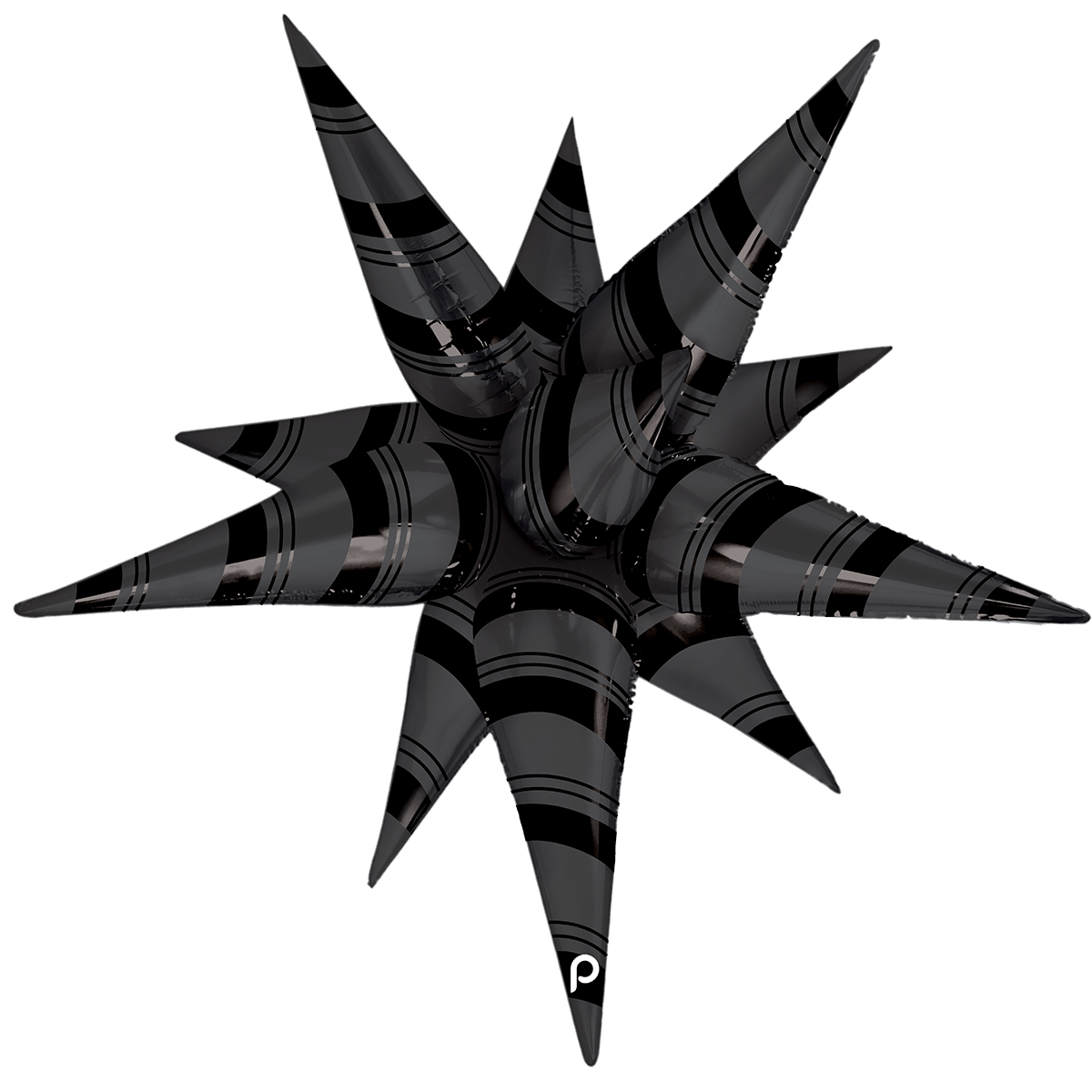 40" Black Matte & Shiny Stripes Starburst