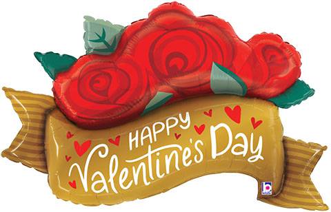41in Valentine Red Rose Banner