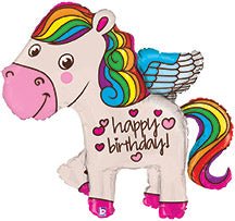 45" Rainbow Birthday Winged Pony