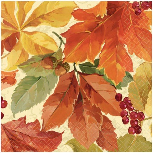 5" Beverage Napkins - Elegant Leaves (16ct)