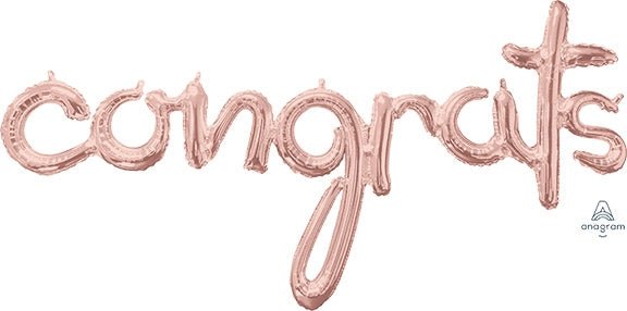 56" CONGRATS - SCRIPT Phrase Rose Gold (PKG) - Air - fill Valved