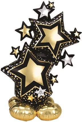 59" AirLoonz - Black & Gold Star Cluster