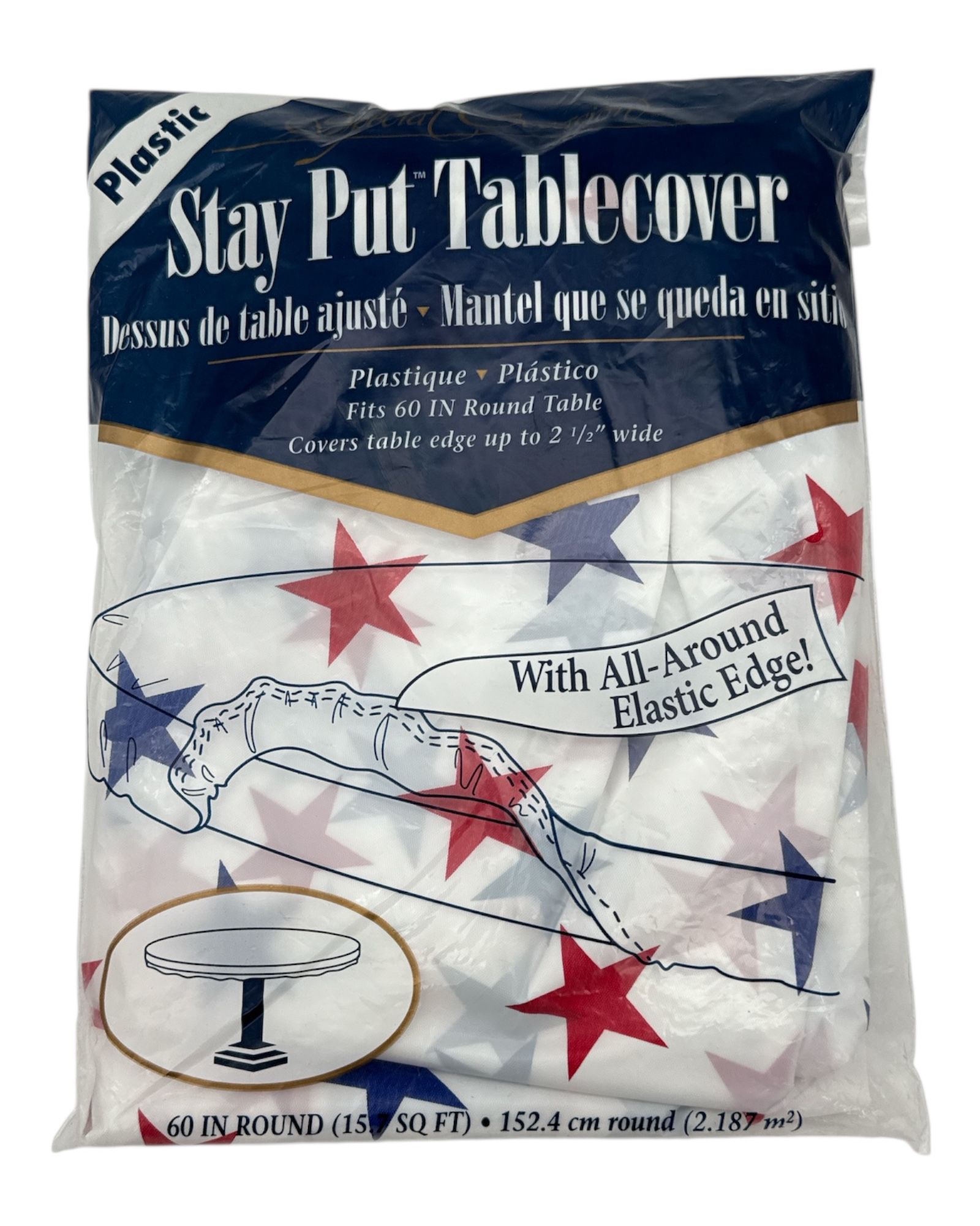 60" Round Stay Put Table Cover - Patriotic