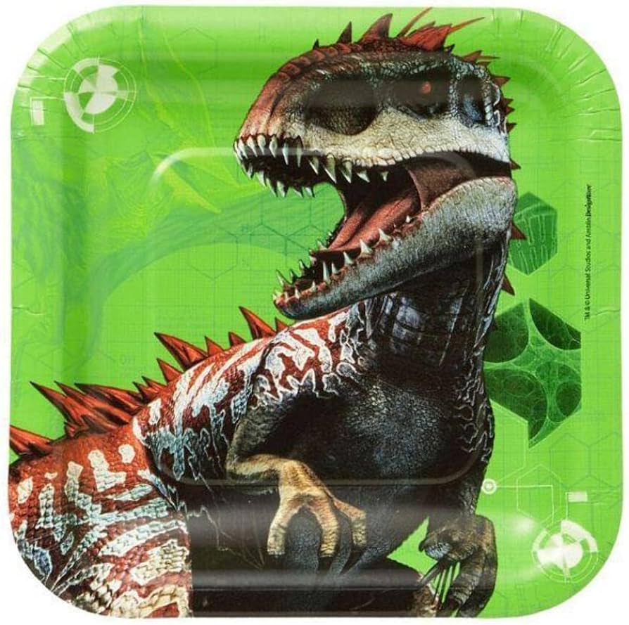 7" Jurassic World Square Paper Plates (8 count) - Amscan