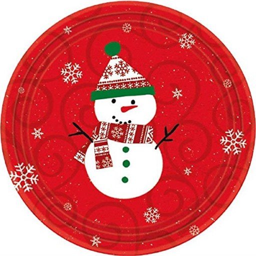7" Paper Plates - Christmas Snowman