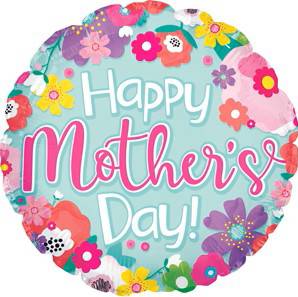 9" Happy Mother's Day Light Teal & Flowers Round Balloon 100ct - CTI