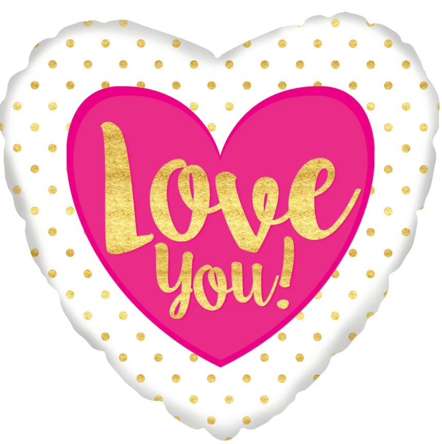 9" I Love You - Pink and Gold - CTI Balloons