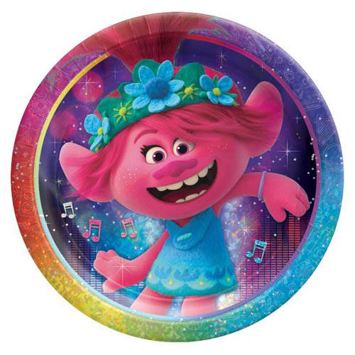 9" Trolls World Tour Metallic Paper Plates (8 Count) - Amscan