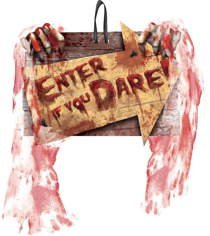 9" x 11.5" Sign with Gauze - Enter If You Dare - The Beistle Company