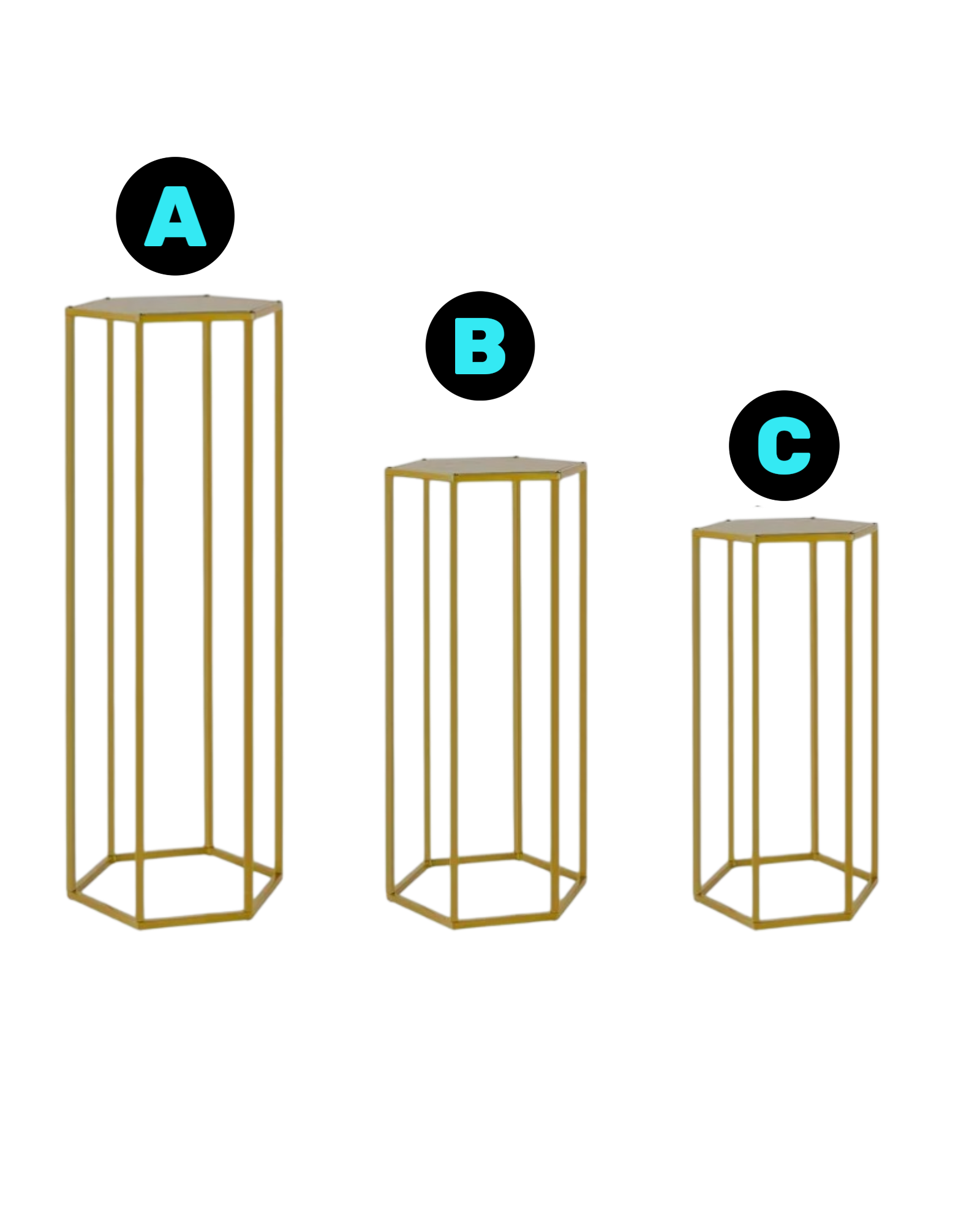 B483 Gold Metal Hexagon Stand Set - Borosino