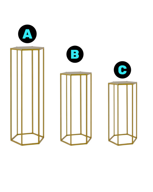 B483 Gold Metal Hexagon Stand Set - Borosino