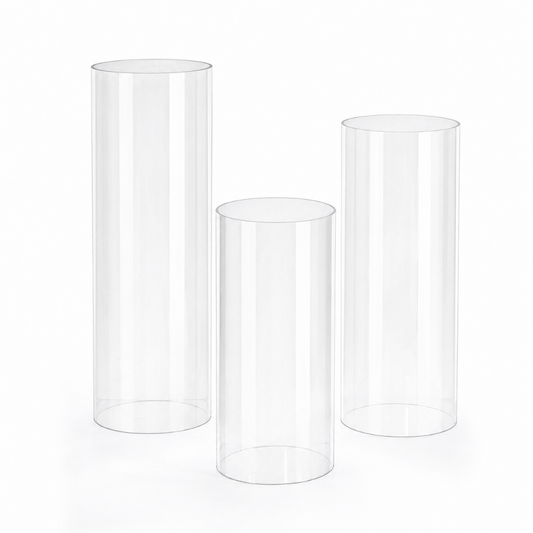 Round Clear Acrylic Cylinder Stand (Set of 3)- Natural Star Inc
