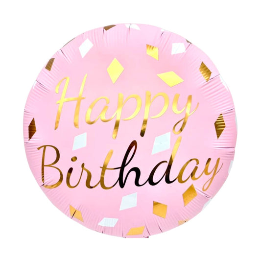 32" Pink Round Confetti - Happy Birthday (1ct) - Winner Party