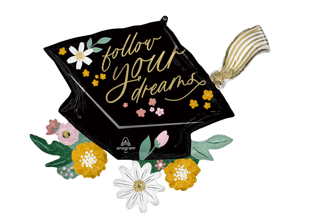 30" Grad Cap - Blooms Follow Your Dreams - Anagram