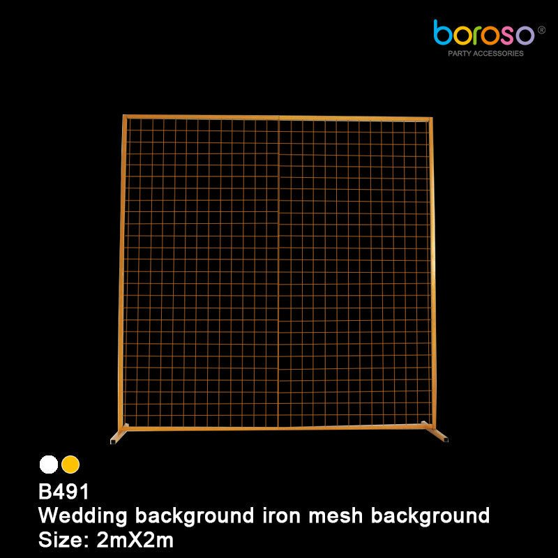 B491 Gold Squared Grid Background Frame -  Borosino