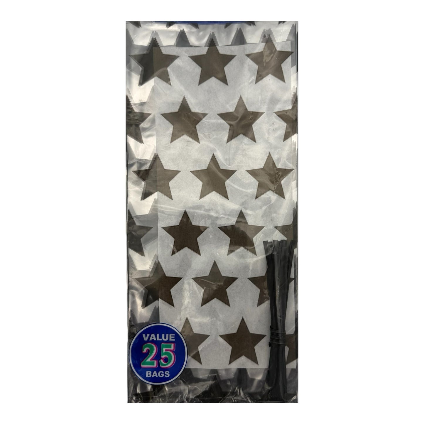 Black Stars Cello Bags 25ct - Amscan