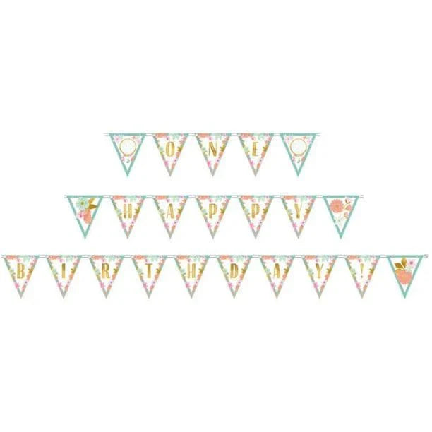 Boho 1 Happy Birthday Pennant Banner
