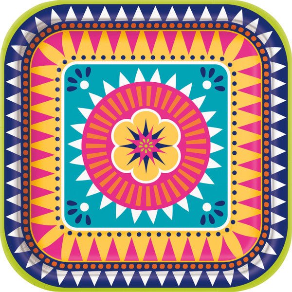 Boho Fiesta Square 9" Dinner Plates 8ct - Unique