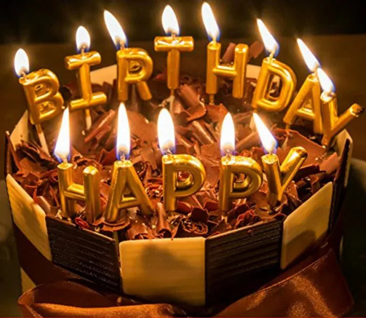 Candles Set - Happy Birthday Gold