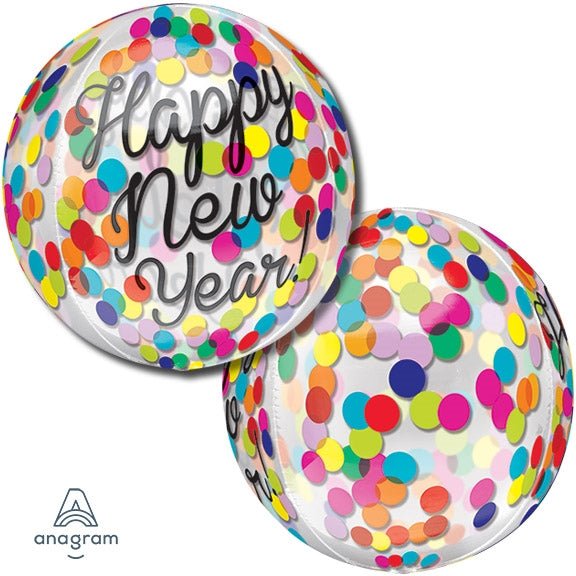 Confetti NEW YEAR ORBZ Dimensional Round Foil Balloon