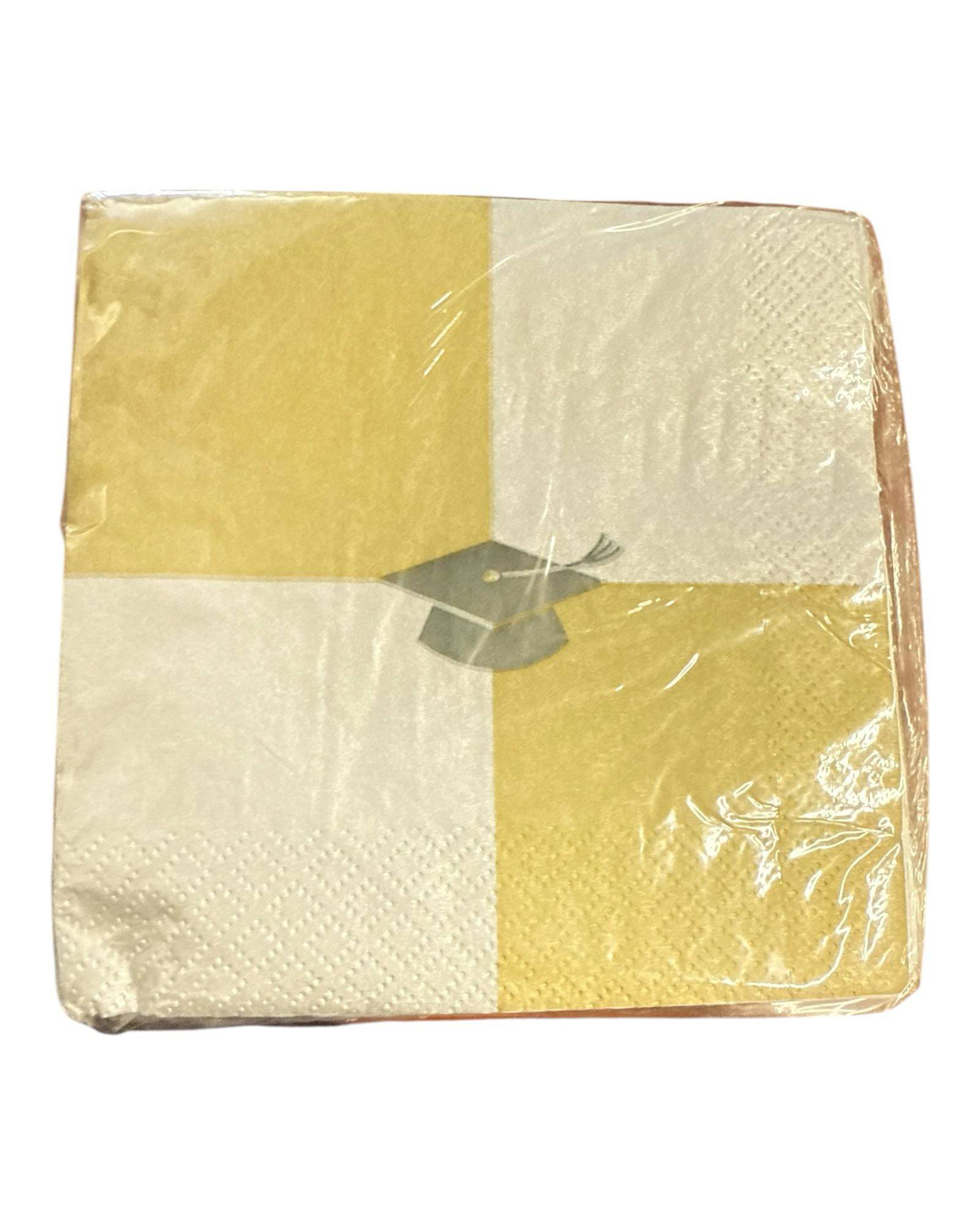 Congrats Grad Cap Metallic Beverage Napkins 16ct