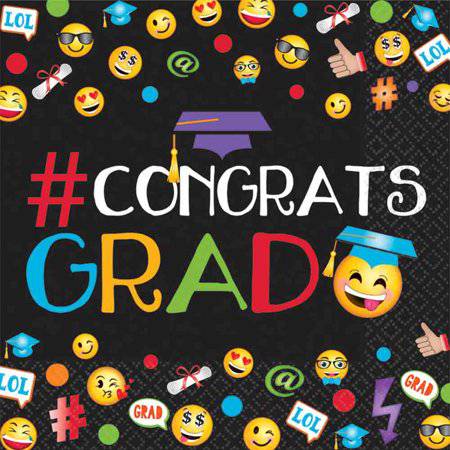 Congrats Grad Emoji Luncheon Napkins 125ct - Amscan