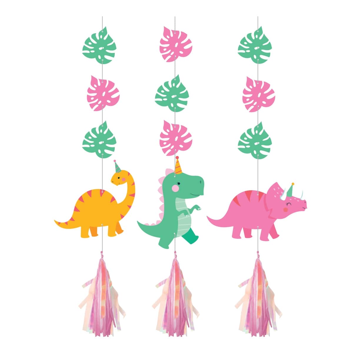 Dino Party Hanging Cutouts with Tassels (3 Count)